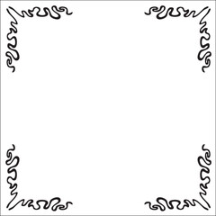 Black and white ornamental border for greeting cards, banners, invitations. Isolated vector illustration.  Oriental style.