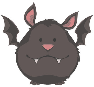 Cute chubby Halloween bat drawing on transparent background
