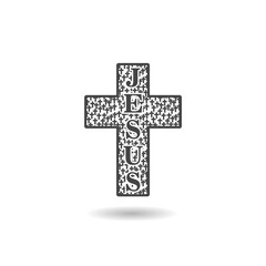 Christian cross modern icon with shadow