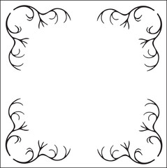 Black and white vegetal ornamental frame, decorative border for greeting cards, banners, invitations. Isolated vector illustration.