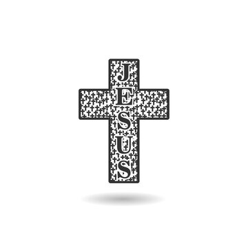 recommend clip art: Christian cross modern icon with shadow