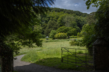Pembrokeshire, Colby woodland garden, hek, national trust,Wales, england, UK, united kingdom. Park, gate,