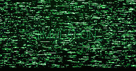 Image of interference over simulation text on black background