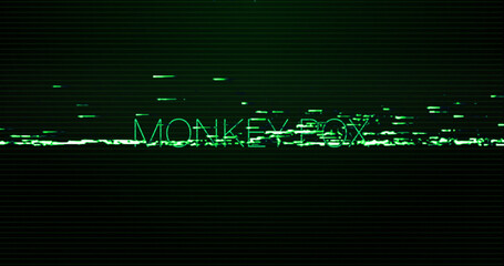 Image of interference over monkey pox text on black background