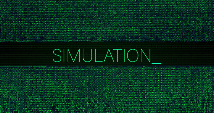 Image of interference over simulation text on black background - Powered by Adobe