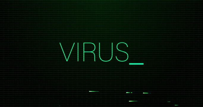 Image of interference over virus text on black background - Powered by Adobe