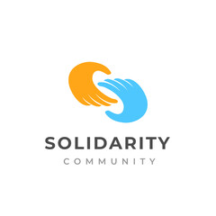 Obraz premium people care and solidarity logo design. Hand care logo