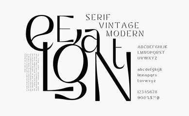 Elegant alphabet font. Classic Modern Poster Designs Concept. Typography serif fonts decorative vintage. vector illustration - obrazy, fototapety, plakaty