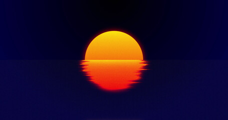 Image of sun over water on black background