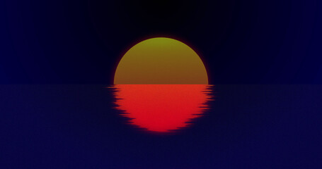 Image of sun over water on black background