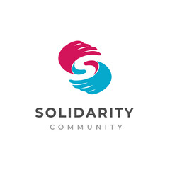 people care and solidarity logo design. Hand care logo