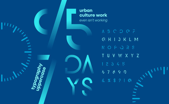 Digital alphabet font and number. Abstract typography urban future, creative design concept fonts and numbers. vector illustration