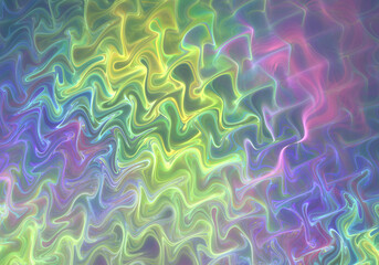Abstract wavy iridescent pastel multicolored gnarl-style fractal art background.