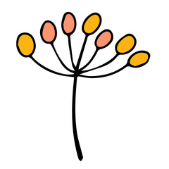 Autumn fruit berries. Doodle style. Hello, Autumn. Design or sticker. Isolated illustration. Vector.