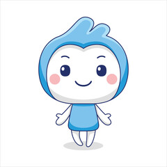 cute blue mascot character in flat design style