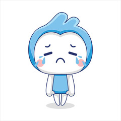 cute blue mascot character in flat design style