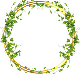 Abstract invitation design with leaves, tvigs and geometric frame.Golden frame with green branch.Herbal minimalistic vector frame.Greenery wedding square invitation.