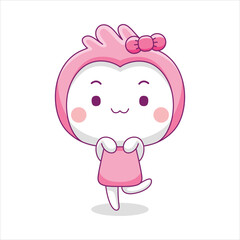 cute pink mascot character in flat design style
