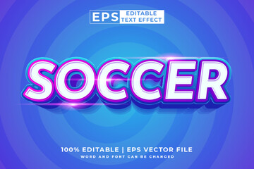Editable text effect Soccer 3d cartoon template style premium vector