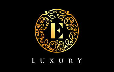 Golden E Letter Logo Luxury.Beauty Cosmetics Logo