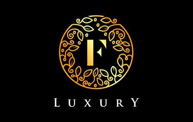 Golden F Letter Logo Luxury.Beauty Cosmetics Logo