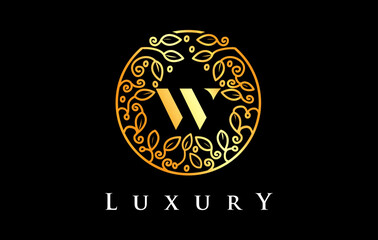 Golden W Letter Logo Luxury.Beauty Cosmetics Logo