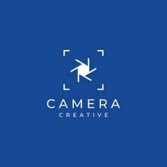 Photography camera logo, lens camera shutter, digital, line, professional, elegant and modern. Logo can be used for studio, photography and other businesses. 