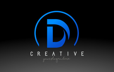 Fototapeta premium D Letter Logo Design with Black Blue Color. Cool Modern Icon Template.