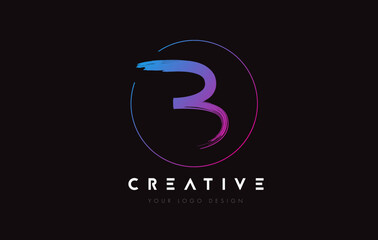 Creative Colorful B Brush Letter Logo Design. Artistic Handwritten Letters Logo Concept.