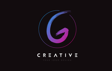 Creative Colorful G Brush Letter Logo Design. Artistic Handwritten Letters Logo Concept.