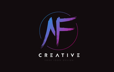 Creative Colorful AF Brush Letter Logo Design. Artistic Handwritten Letters Logo Concept.
