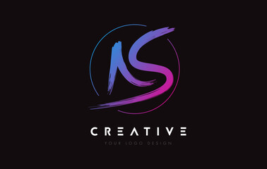 Creative Colorful AS Brush Letter Logo Design. Artistic Handwritten Letters Logo Concept.