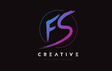 Creative Colorful FS Brush Letter Logo Design. Artistic Handwritten Letters Logo Concept.