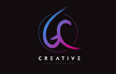 Creative Colorful GC Brush Letter Logo Design. Artistic Handwritten Letters Logo Concept.