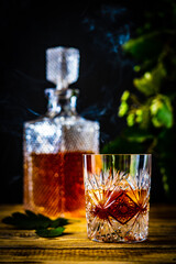 Glass of whiskey on rocks