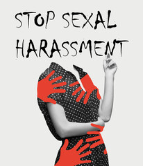 Conceptual contemporary art collage. Concept of human rights, stop violence against woman. Female rights in modern world. Diversity