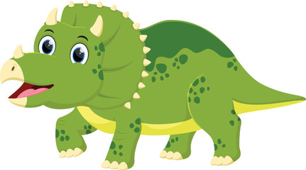 Triceratops dinosaur cartoon isolated on white background