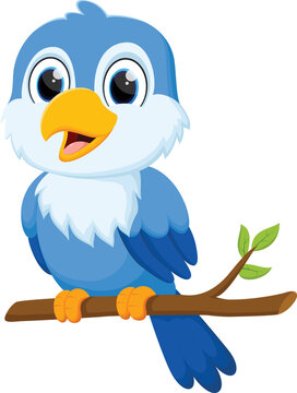 recommend clip art: Cute blue bird cartoon isolated on white background
