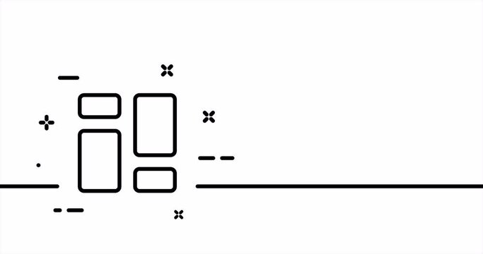Menu Tiles. Arrows, align, shape, tiles, sliders, list, checkmarks, charts, circles, Data analysis. Diagram concept. One line drawing animation. Motion design. Animated technology logo. Video 4K