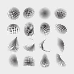 Abstract Halftone Circle Pattern Elements Collection
