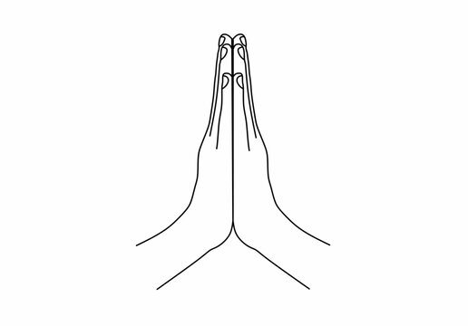thin line Namaste Symbol isolated on white background