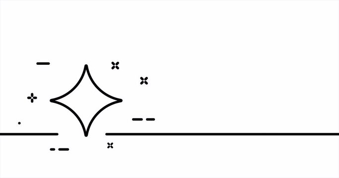 Quadrangular star. Review, feedback, rating, flicker star, starry sky, comet, tail, night, time to sleep. Cosmos concept. One line drawing animation. Motion design. Animated technology logo. Video 4K
