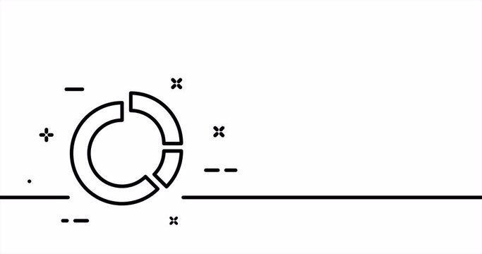 Pie chart. Columns, graph, income, expenses, arrows, growth, income, analytics, layout, business. Data analysis concept. One line drawing animation. Motion design. Animated technology logo. Video 4K