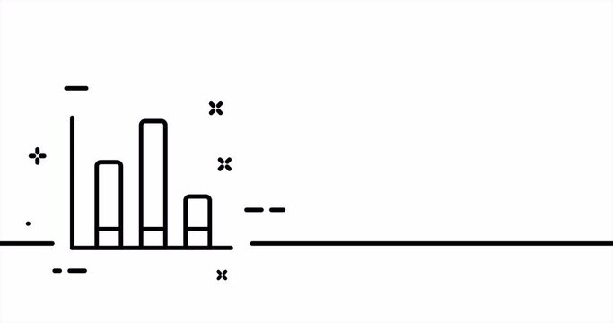 Infographic. Columns, graph, income, expenses, arrows, growth, income, spreadsheet, layout. Data analysis concept. One line drawing animation. Motion design. Animated technology logo. Video 4K