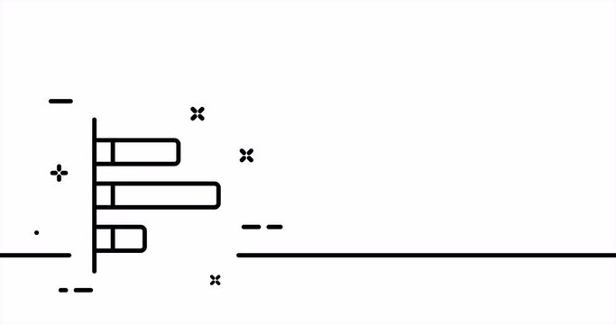 Infographic. Columns, graph, income, expenses, arrows, growth, income, spreadsheet, analytics. Data analysis concept. One line drawing animation. Motion design. Animated technology logo. Video 4K