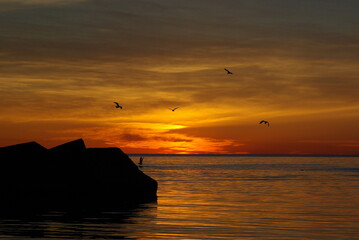 sunset in the sea