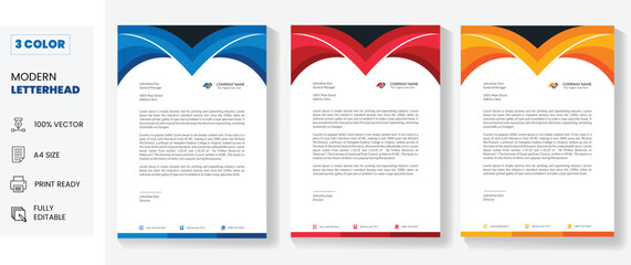 3 Color Letterhead Template Design
