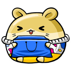 Cute Hamster Shopper Cartoon Art