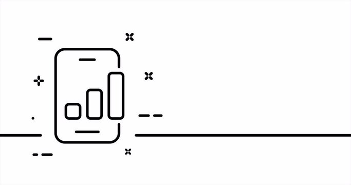 Phone with network layer. Call, dialogue, contact us, phone, communication, connection, net. One line drawing animation. Motion design. Animated technology logo. Video 4K