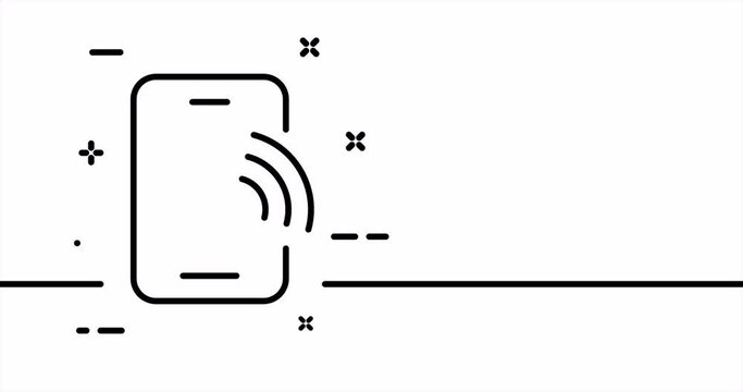 Phone with network layer. Call, wifi, dialogue, www, contact us, phone, communication, connection, net. One line drawing animation. Motion design. Animated technology logo. Video 4K